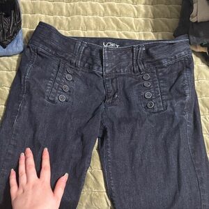 Women's low rise LOFT dark wash jeans